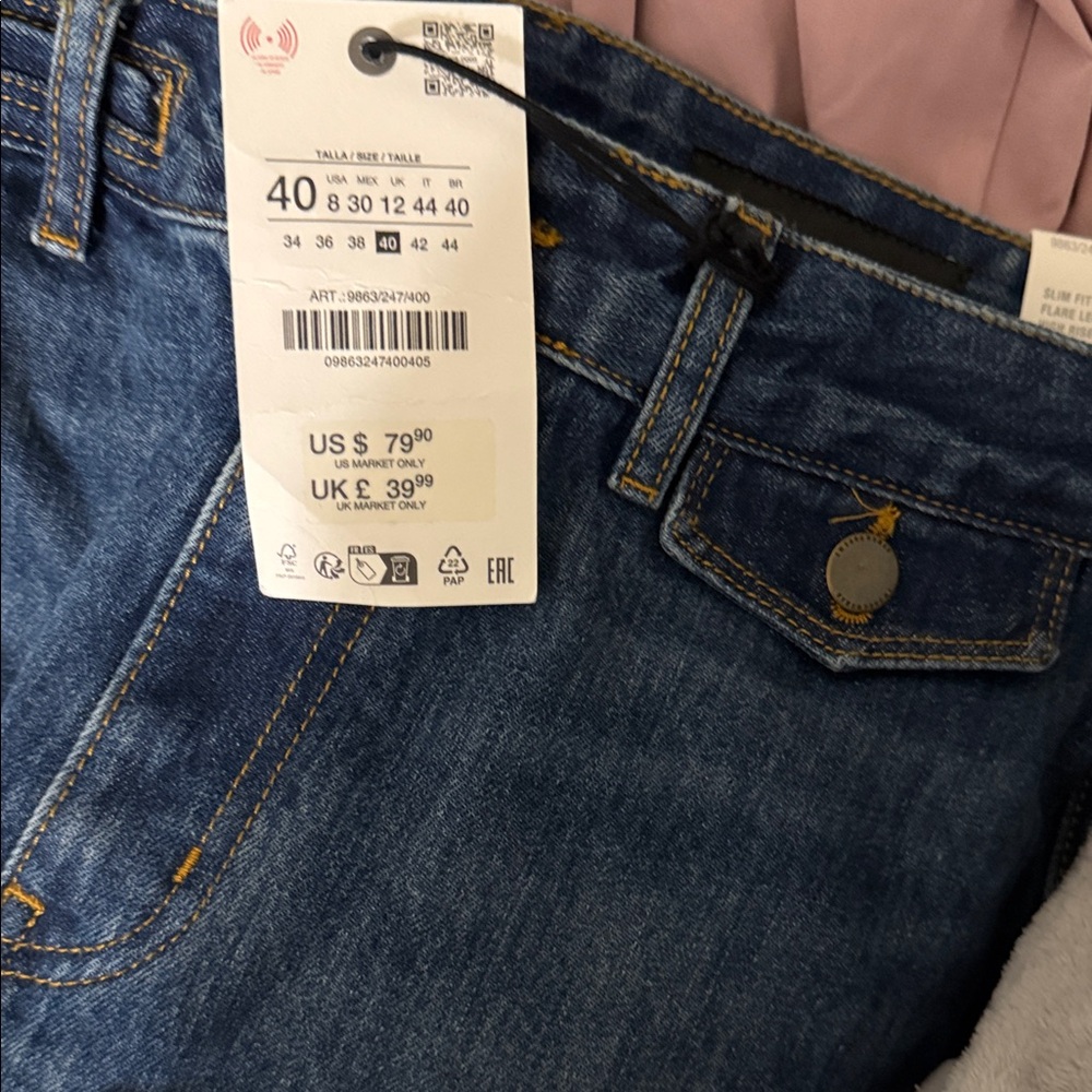 Zara Blue Flare & Wide Leg Jeans - Picture 4 of 7